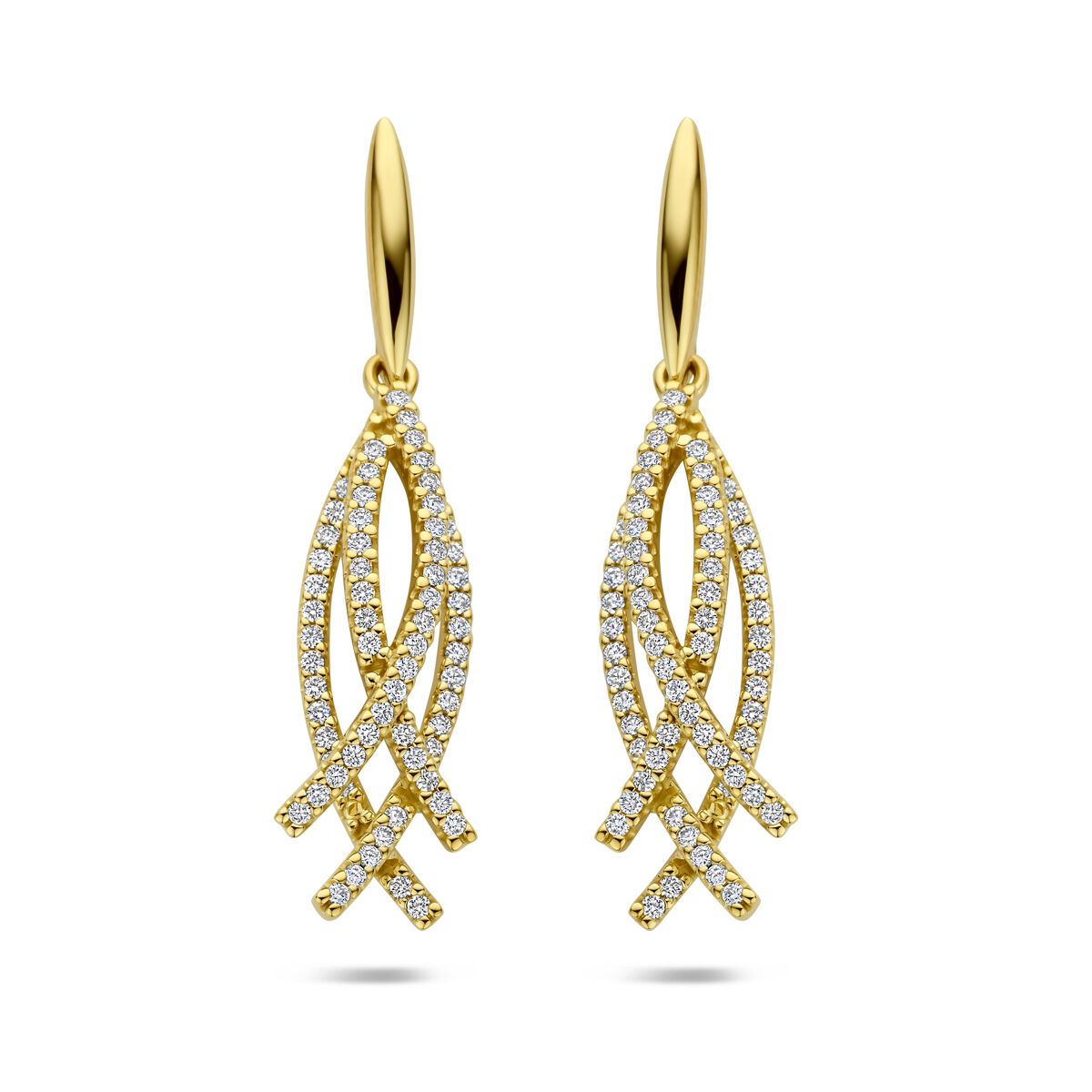 14 krt geelgouden oorhangers uit The House of collectie met 0.50ct diamant