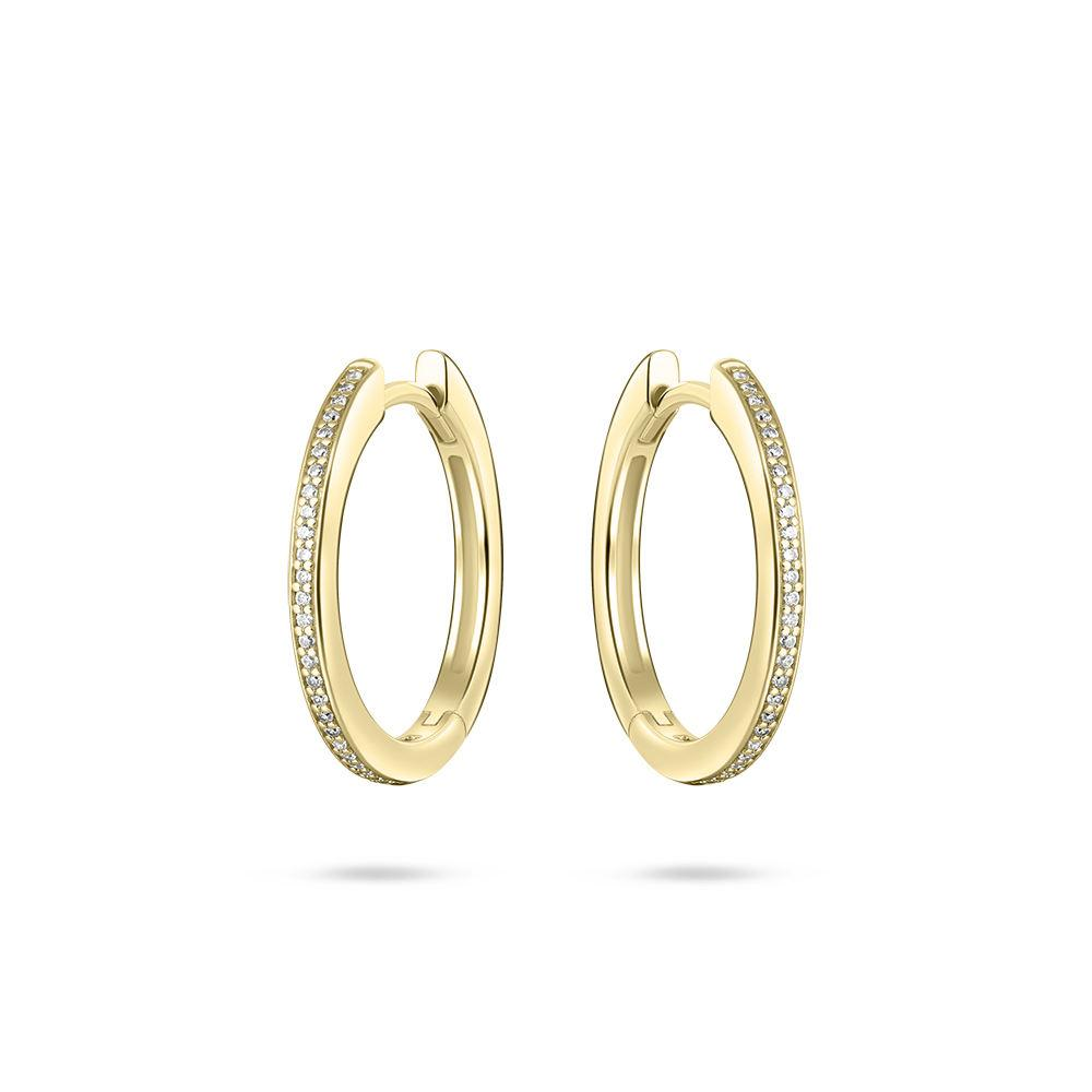 Zilveren vergulde oorringen met zirconia, 2x20mm.