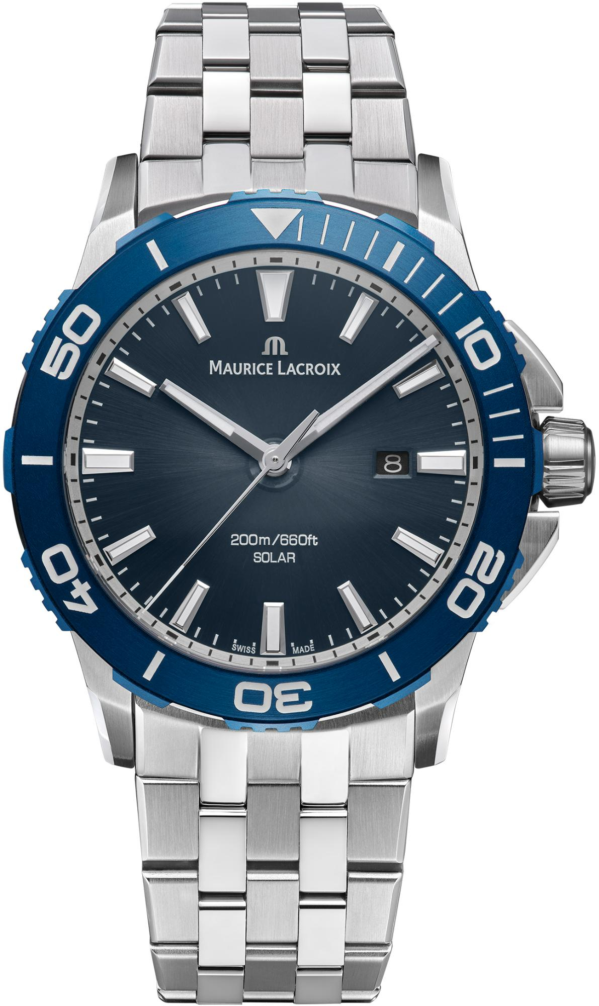 Dit is een horloge van het merk Maurice Lacroix gemaakt voor heren.
De specificaties zijn als volgt:
Kastmaat: 42 mm
Waterdichtheid: 20 ATM / 200 Meter / 660 Feet
Dit horloge heeft de volgende functies/eigenschappen:
Diver
Datumaanduiding
