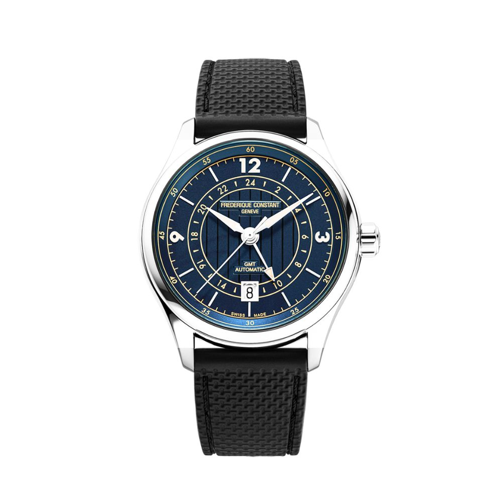 De Frederique Constant Runabout Automatic Gmt is een elegant Zwitsers automatisch horloge dat klassieke stijl combineert met praktische GMT-functionaliteit. De verfijnde wijzerplaat, roestvrijstalen kast, saffierglas en automatische FC-350 uurwerk maken dit model tot een ideale keuze voor zowel zakelijke als dagelijkse gelegenheden. Dankzij de tweede tijdzone en datumweergave is dit horloge even functioneel als stijlvol.