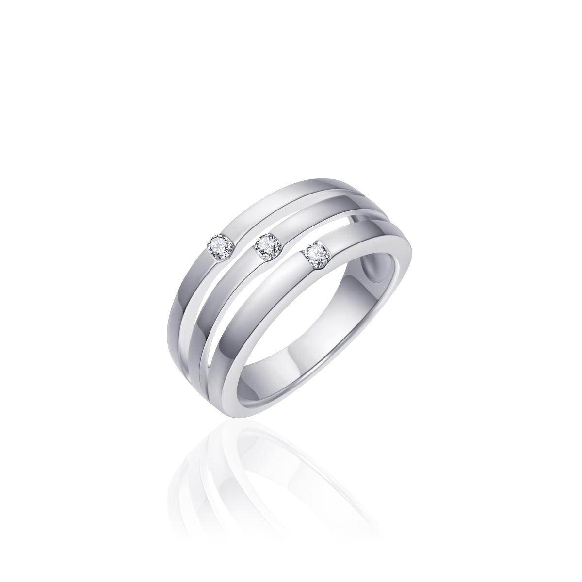Gisser zilveren ring 3 banen met zirkonia R051-56
