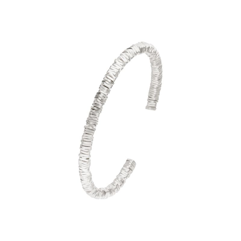 Zilveren bangle met zilveren schijfjes