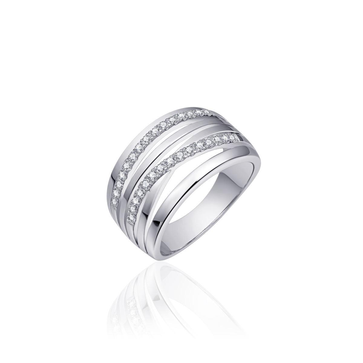 Gisser zilveren ring 2 banen gezet met zirkonia R055-56