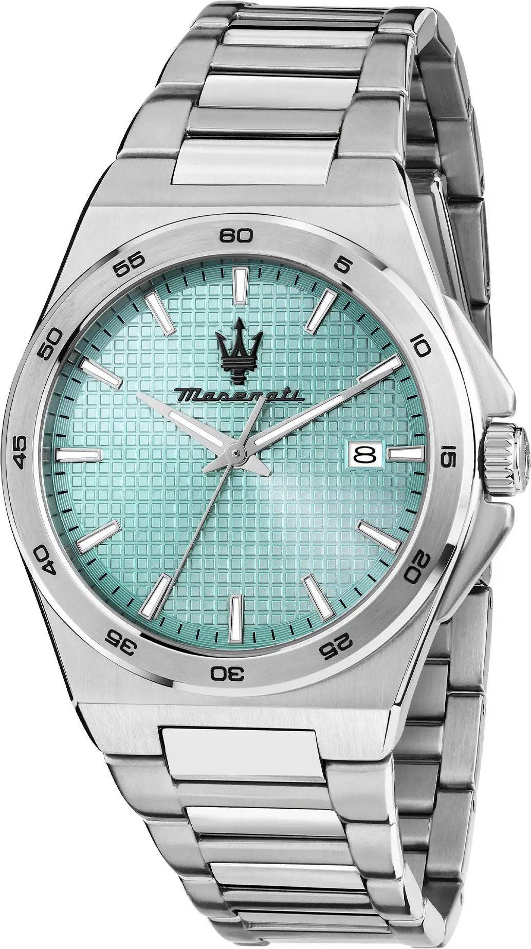 Die Velocita Maserati Herrenuhr  besticht durch ihr elegantes Design mit silberfarbenem Armband aus Edelstahl. Sie hat einen Durchmesser von 40 mm, ist bis 5 ATM wasserdicht und verf&uuml;gt &uuml;ber eine Datumsanzeige. Tragen Sie sie zu formellen Anl&auml;ssen oder im B&uuml;ro, um Ihren Look stilvoll abzurunden. Zustand: Neu.