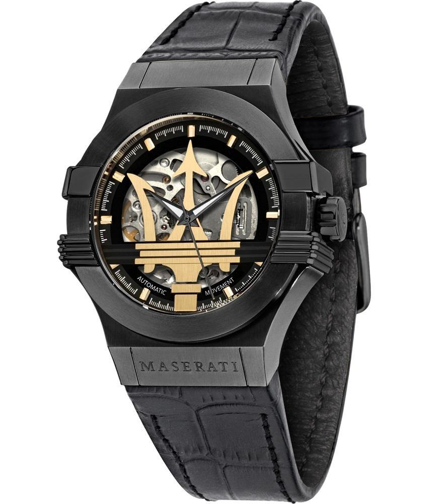 Entdecken Sie die Sorpasso Maserati Herrenuhr Skeleton, Modellnummer R8821124004. Diese elegante Armbanduhr verf&uuml;gt &uuml;ber ein 42 mm Edelstahlgeh&auml;use, ein schwarzes Armband und ist bis 10 ATM wasserdicht. Perfekt f&uuml;r den stilbewussten Mann. Tragen Sie sie bei besonderen Anl&auml;ssen oder im Alltag, um Ihrem Look eine raffinierte Note zu verleihen. Keine Datumsanzeige.