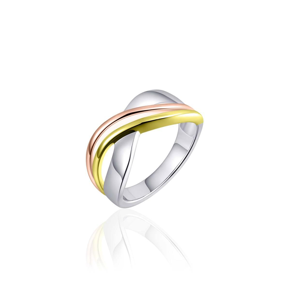 Gisser zilveren tri-colour ring R074T-54