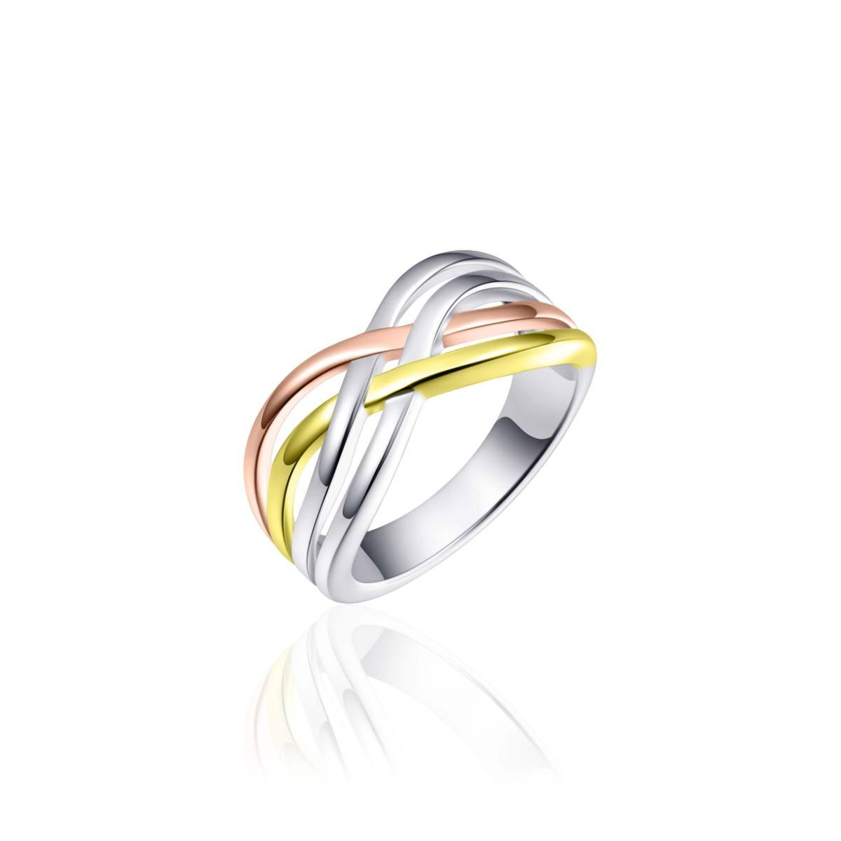 Gisser zilveren tri-colour ring R076T-56