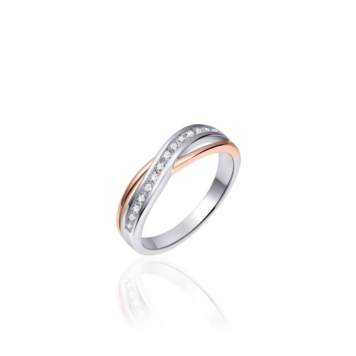 Gisser zilver ros&eacute; vergulde ring gezet met zirkonia R101R-54
