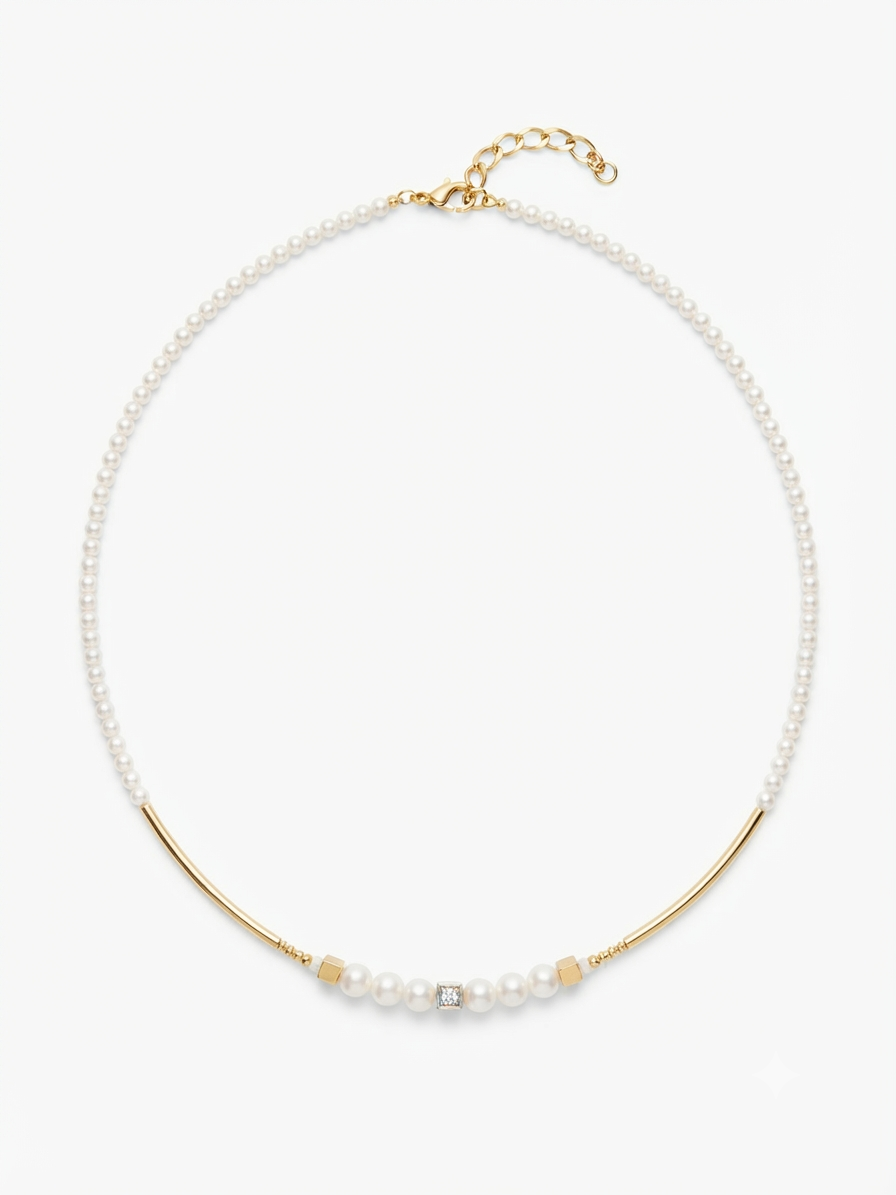 Coeur de Lion collier wit  parel goud kleur 