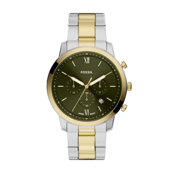 Fossil pols horloge model FS6189 staal met stalen band uit de Neutra Chrono Collectie. 5 ATM waterdicht.