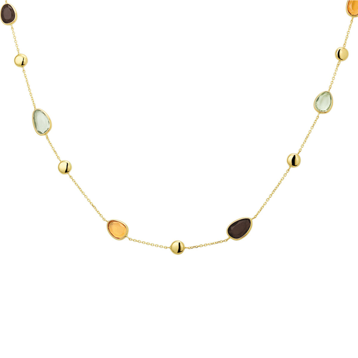 14 krt collier rookkwarts, citrien en amethist 42-45-48 cm