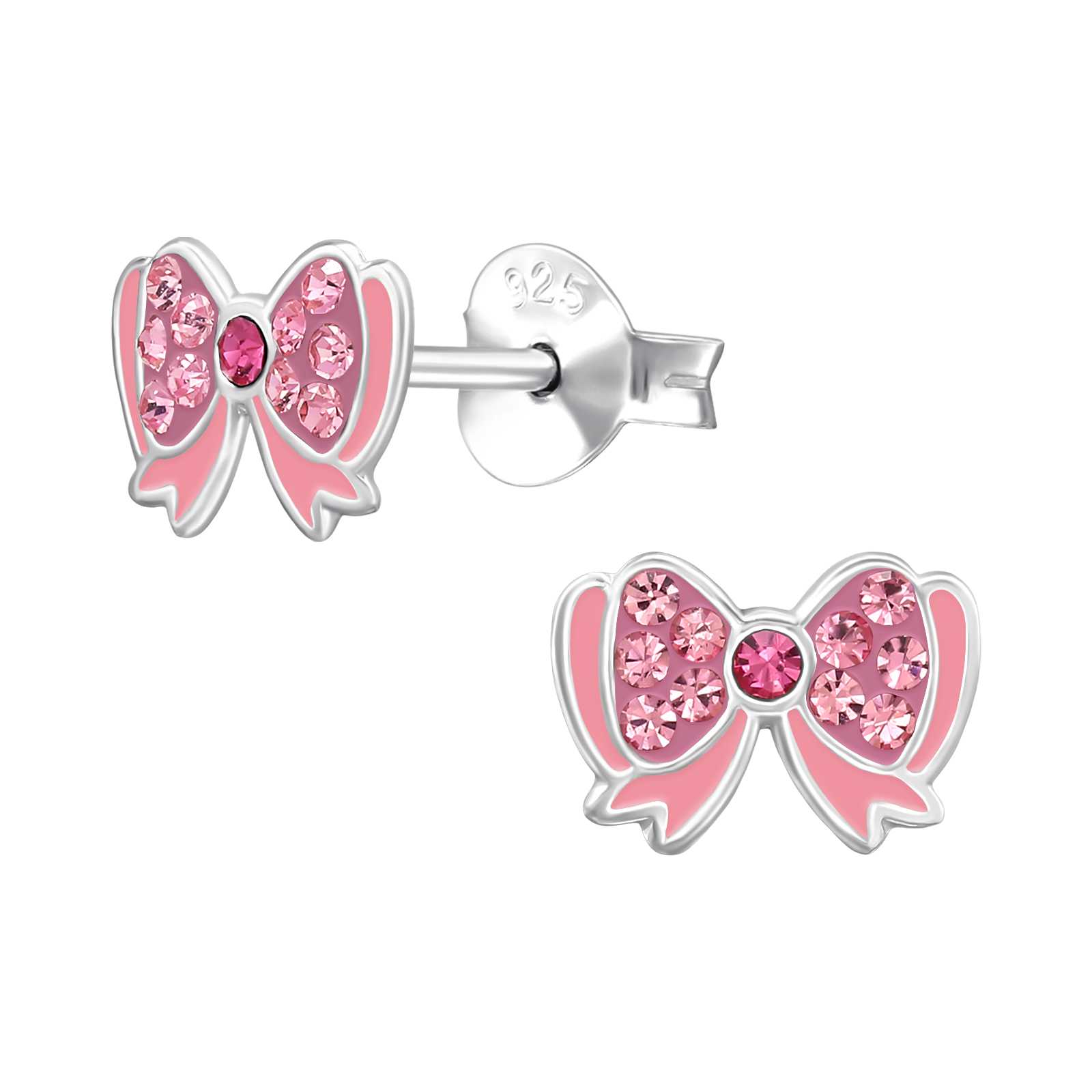 Roze strik zilveren oorstekers kind | PCJW49833
