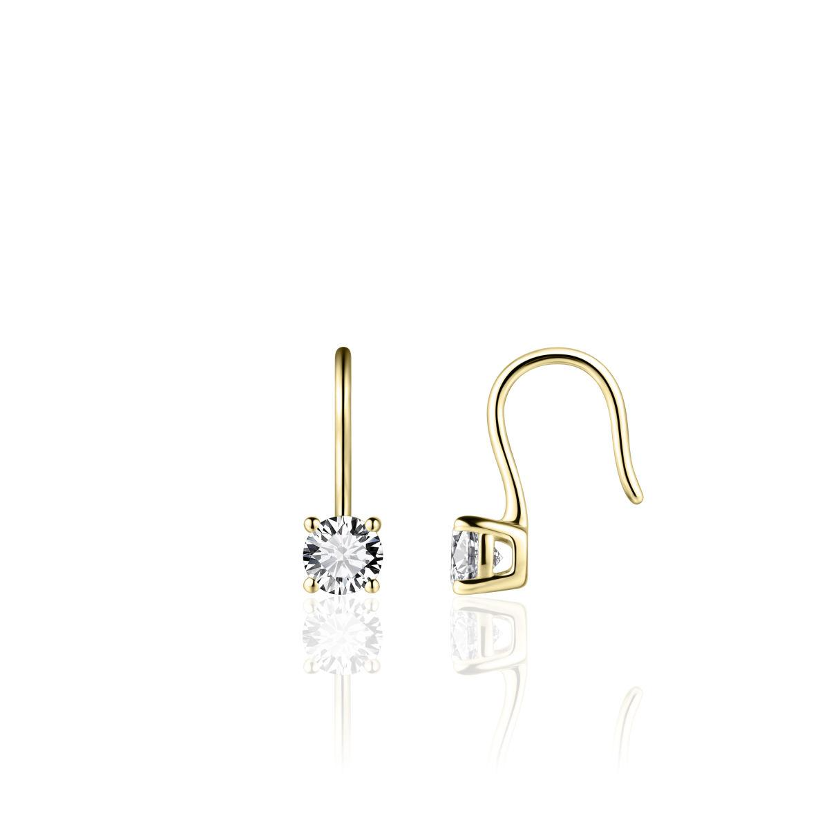 De Gisser zilver vergulde oorhangers met zirkonia, model E1022/5Y, zijn elegante en verfijnde oorhangers. Met een diameter van 5 mm en met sprankelende zirkonia, bied een subtiele glans. Combineer deze tijdloze oorbellen met zowel casual als formele outfits voor een stijlvolle uitstraling. Perfect voor dagelijks gebruik of speciale gelegenheden.