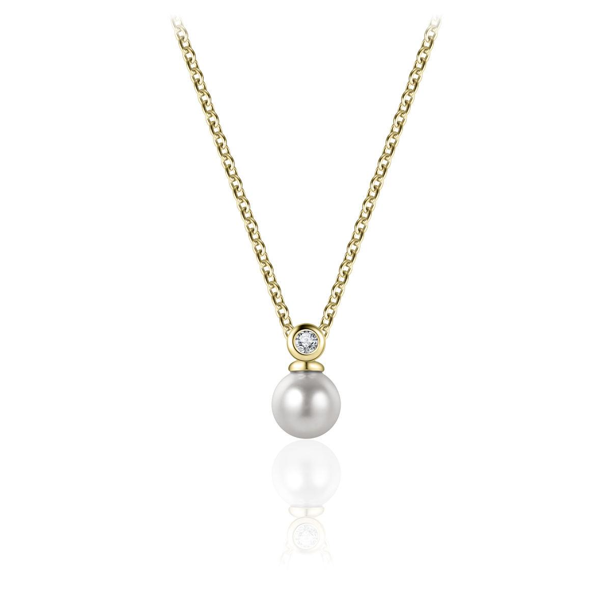 Het product Gisser zilver verguld collier met parel/zirkonia hanger N1059Y-42+3 is een fantasieketting van 45 cm. Het heeft een elegante parel en sprankelende zirkonia. Draag het bij formele gelegenheden of als elegant accent bij dagelijkse outfits. Het is een veelzijdig sieraad dat elke look verfijnt. Perfect voor een stijlvolle en verfijnde uitstraling.
