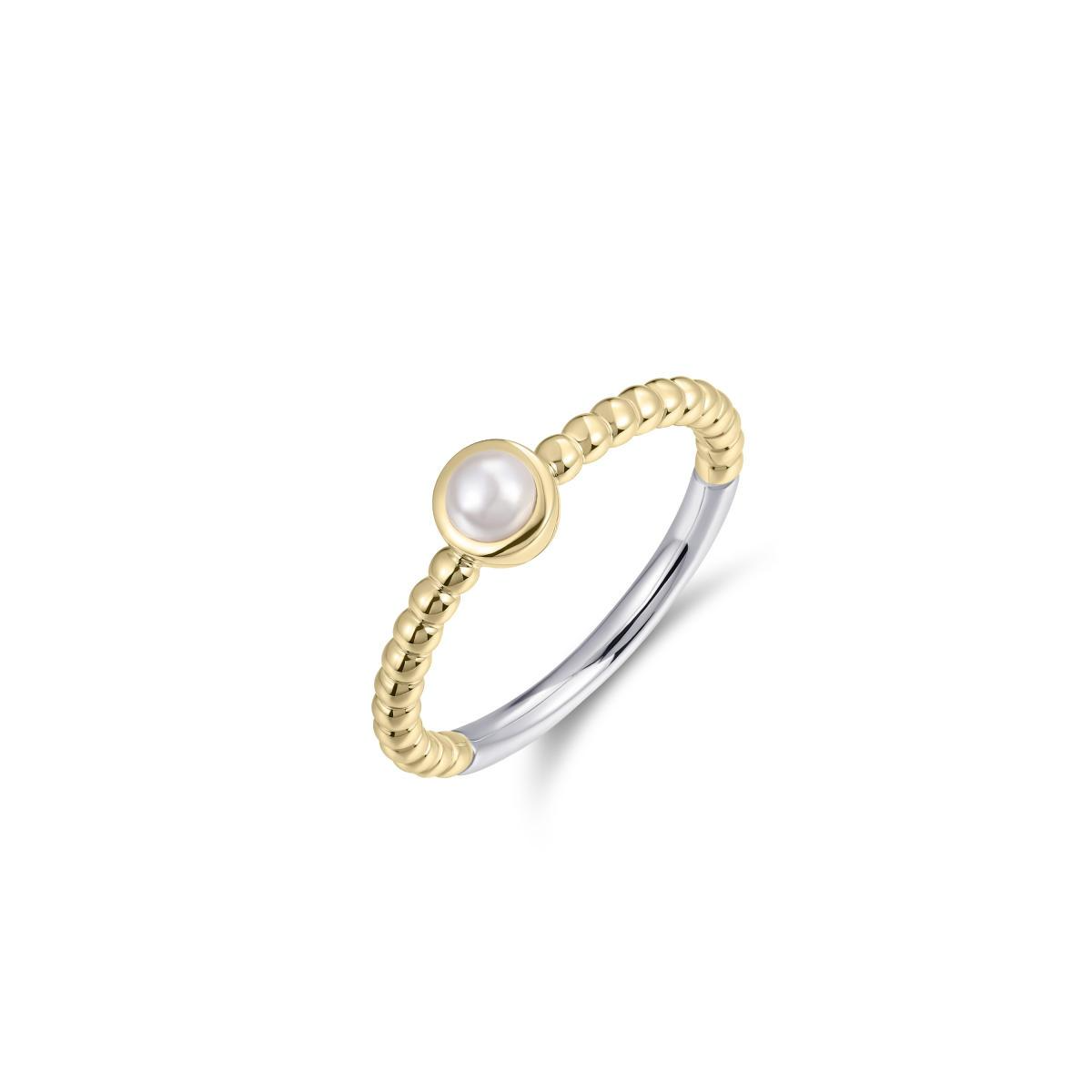 Gisser zilver vergulde ring met parel R477YWP-56
