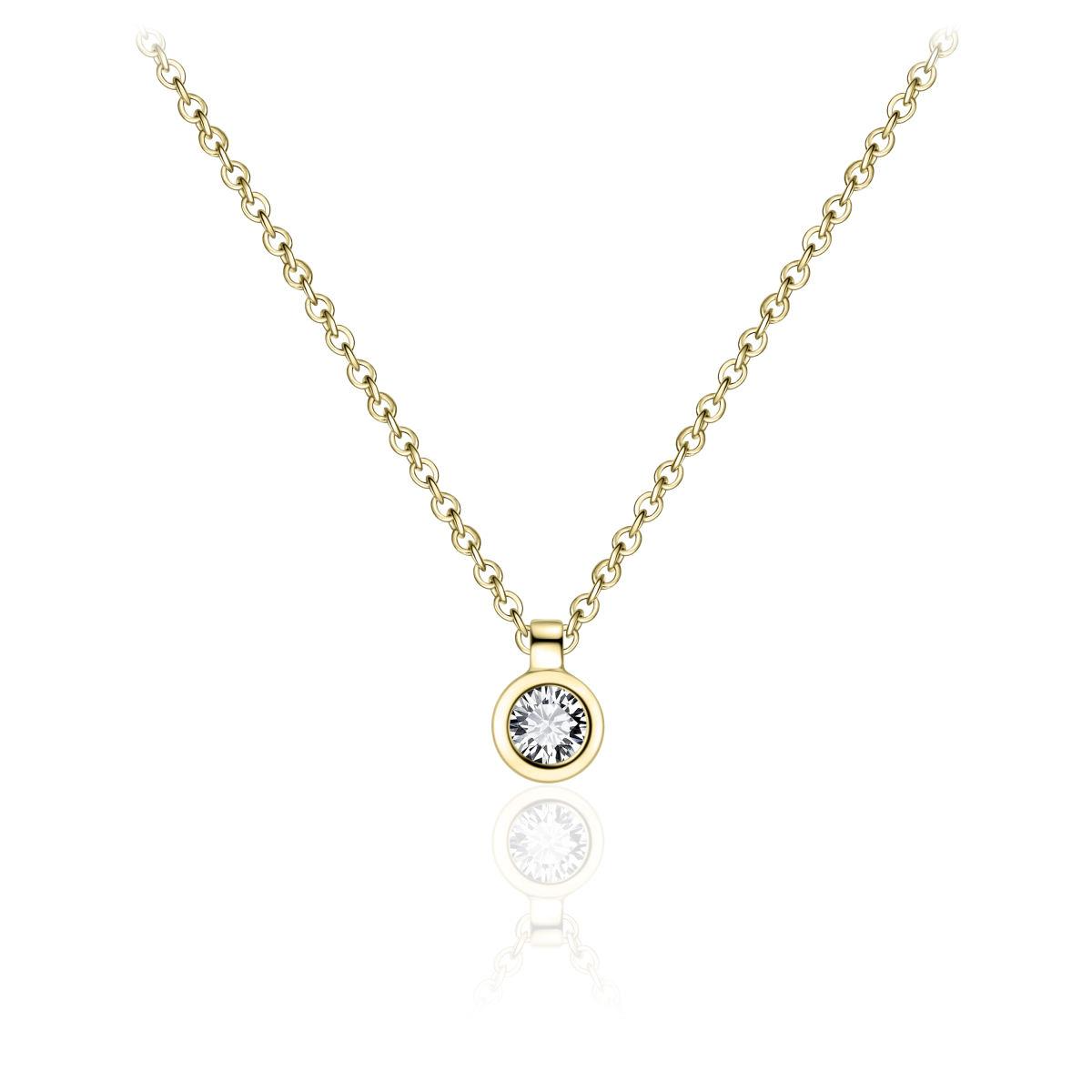 Gisser zilver verguld collier met zirkonia N1036Y