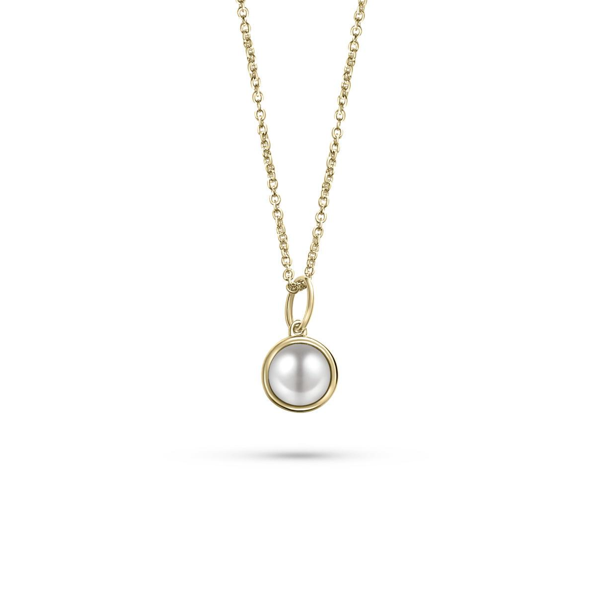 Gisser zilver verguld collier met parel hanger N1114Y