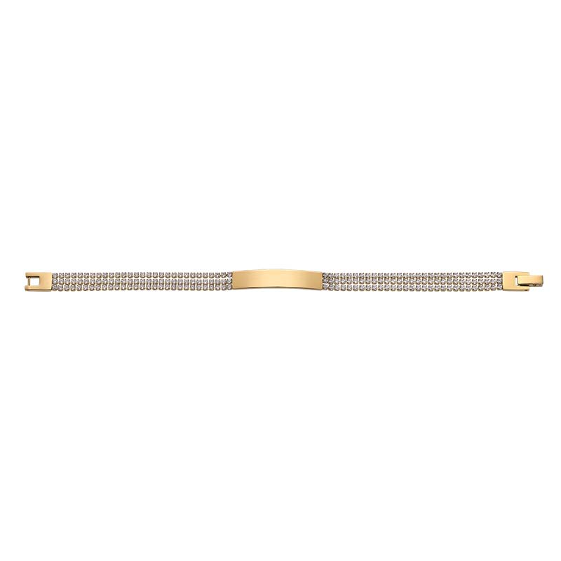 Das Produkt TRENDY me Identband in IP-Goldfarbe Modellnummer 4-203894-001 besteht aus Edelstahl mit Zirkonia-Verzierung. Es geh&ouml;rt zur Kategorie Schmuck, speziell Armband. Tragen Sie es stilvoll allein oder kombiniert mit anderen Armb&auml;ndern f&uuml;r einen modischen Look. Ideal sowohl f&uuml;r den Alltag als auch besondere Anl&auml;sse. Perfekt f&uuml;r stilbewusste Frauen.