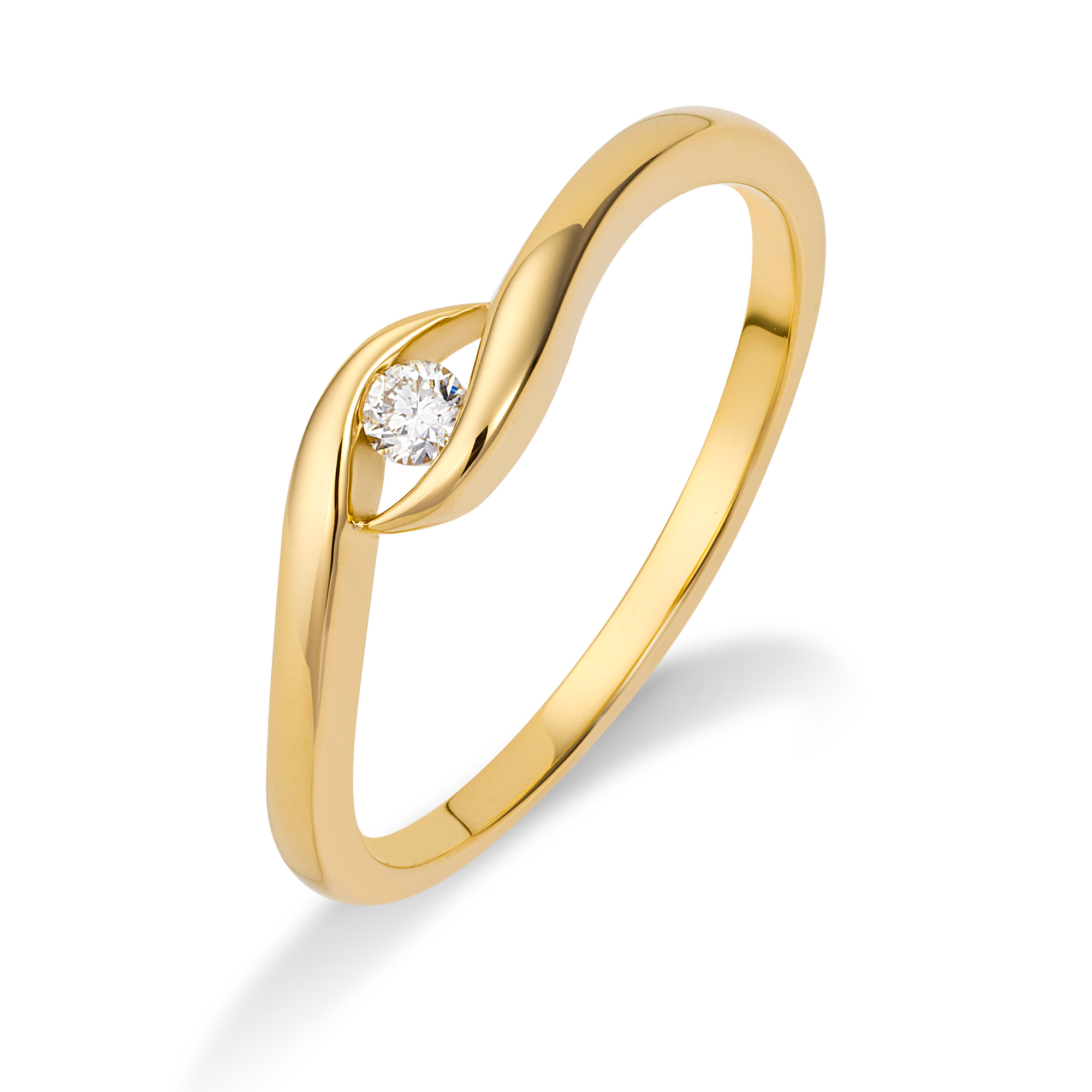 14kt gouden ring met diamant 0.05ct Lanzo