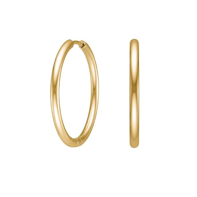 Stahl Creolen 25mm CALMA, sind elegante Kreolen-Ohrringe der Kategorie "Schmuck". Sie sind neu und eignen sich ideal f&uuml;r formelle Anl&auml;sse oder einen stilvollen Alltagslook. Tragen Sie sie mit hochgestecktem Haar oder einem kurzen Haarschnitt, um die Ohrringe optimal zur Geltung zu bringen. Diese zeitlosen Accessoires verleihen jedem Outfit einen Hauch von Eleganz.