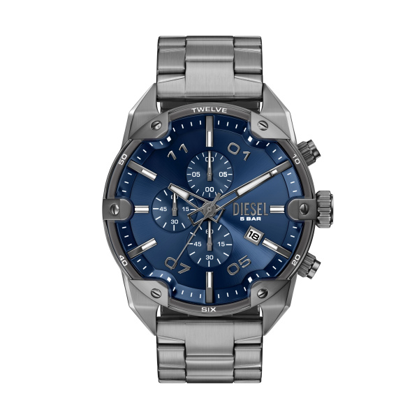 Diesel horloge model DZ4724 staal met stalen band uit de Spiked Collectie. 5 ATM waterdicht.