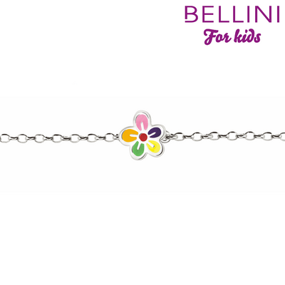 zilveren armband bloem multi color