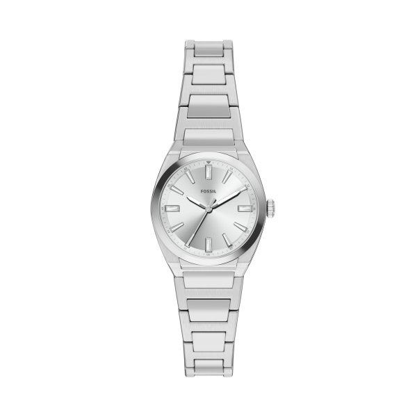 Fossil pols horloge model ES5490 staal met stalen band uit de Everett Collectie. 5 ATM waterdicht.