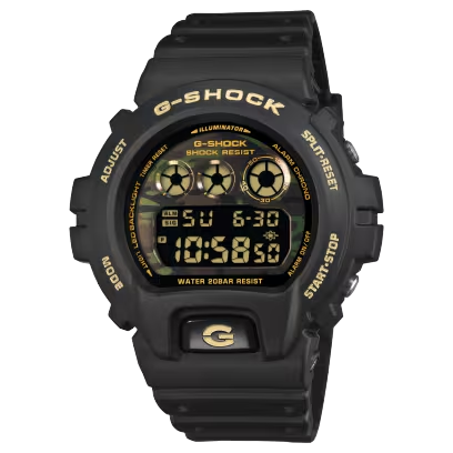 Der Casio G-Shock DIGITAL Schwarz/Gold DW-6900CF-1ER besticht durch robustes Design mit rundem Kunststoffgeh&auml;use und Mineralglas. Ausgestattet mit digitaler Anzeige, Datumsfunktion und 199 m Wasserdichtigkeit. Perfekt kombinierbar mit sportlicher Kleidung, ideal f&uuml;r Outdoor-Aktivit&auml;ten. Schwarzes Armband erg&auml;nzt den Look. Optimal zu tragen bei Freizeitaktivit&auml;ten oder im Alltag f&uuml;r einen stylischen Auftritt.