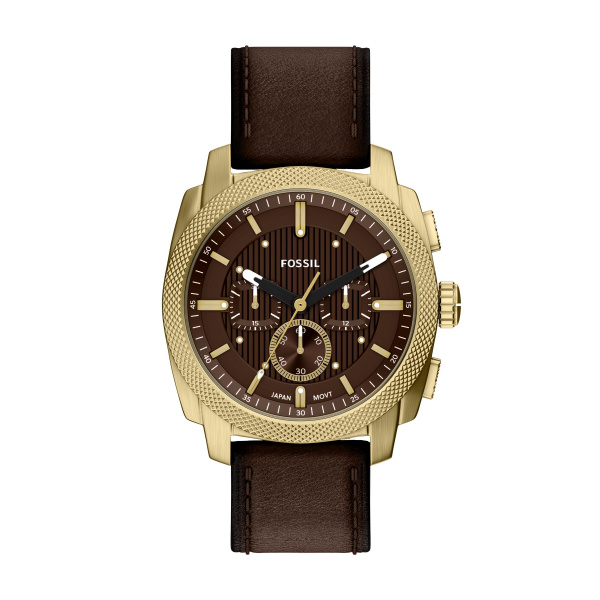 Het Fossil Machine Heren Horloge FS6188 heeft een roestvrijstalen kast van 41 mm, een bruine leren band en een bruin gestreept wijzerplaat. Het heeft een quartz uurwerk en is waterdicht tot 5 ATM. Perfect voor iedere gelegenheid; draag het dagelijks of bij speciale gelegenheden voor een stijlvolle en stijlvolle uitstraling. Combineer met bruine of gouden accessoires.
