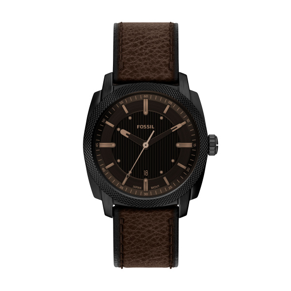 Het Fossil Machine Heren Horloge FS6187 is een stijlvol polshorloge met een roestvrijstalen ronde kast en een bruine leren band. Het beschikt over een analoge wijzerplaat met zwarte kleur en strepen als indexen. Het horloge is voorzien van een datumfunctie en heeft een waterdichtheidsniveau van 5 ATM. Draag het voor zowel zakelijke als casual gelegenheden.