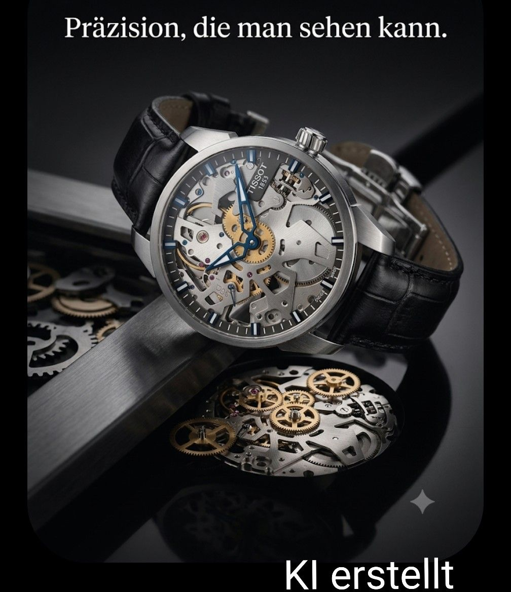 Die Tissot T- Complication Squelette legt sprichw&ouml;rtlich seine innersten Geheimnisse offen. Durch das beidseitig entspiegelte Saphirglas hat man einen klaren Blick auf das skelettierte Handaufzugwerk.
Die Indexe und die Spitzen der Zeiger sind Super-LumiNova beschichtet und leuchten im dunkeln. Das schwarze Lederarmband mit Butterfly- Faltschlie&szlig;e und Dr&uuml;ckern vereint Tradition mit modernem Styling. Ideal f&uuml;r alle die Vergangenheit, Gegenwart und Zukunft zusammenbringen wollen.
