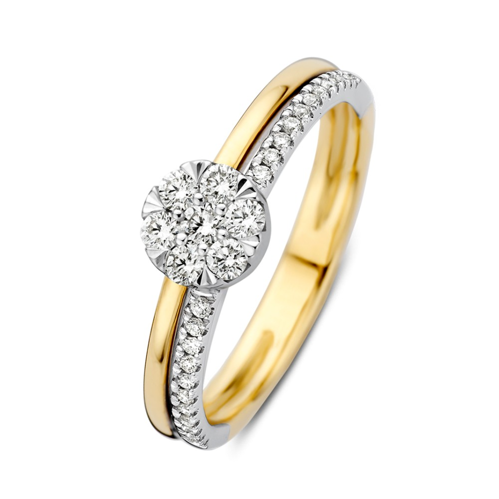 Excellent RK418274-54 Gouden Bi Colour Entourage Ring met Zijstenen 0.36 ct