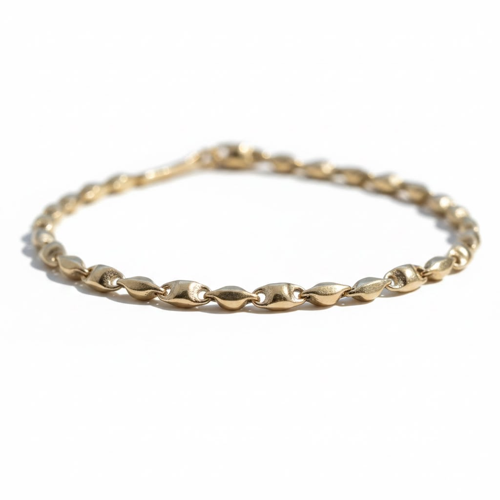 14 karaats geelgouden armband met fantasieschakel met een lengte van 19 cm.