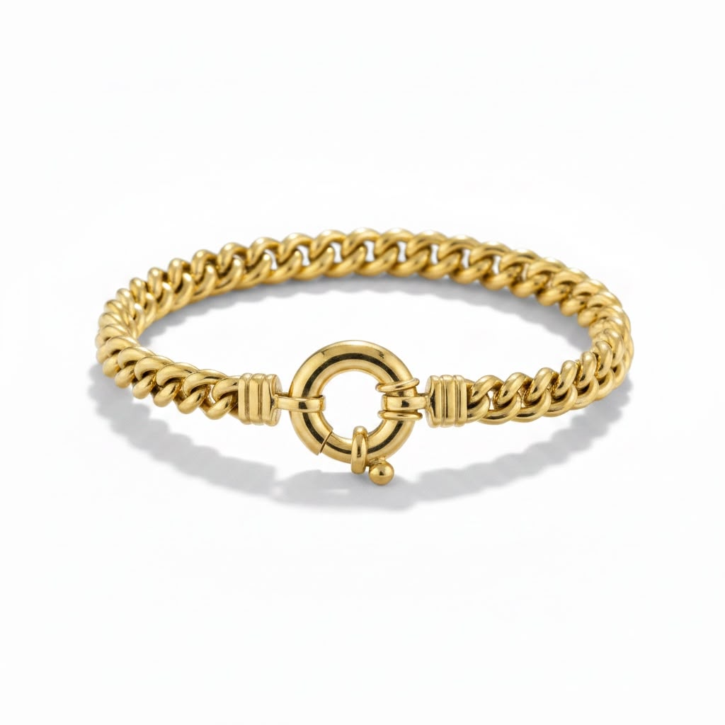 14 karaats geelgouden gourmet armband met lengte van 20 cm.