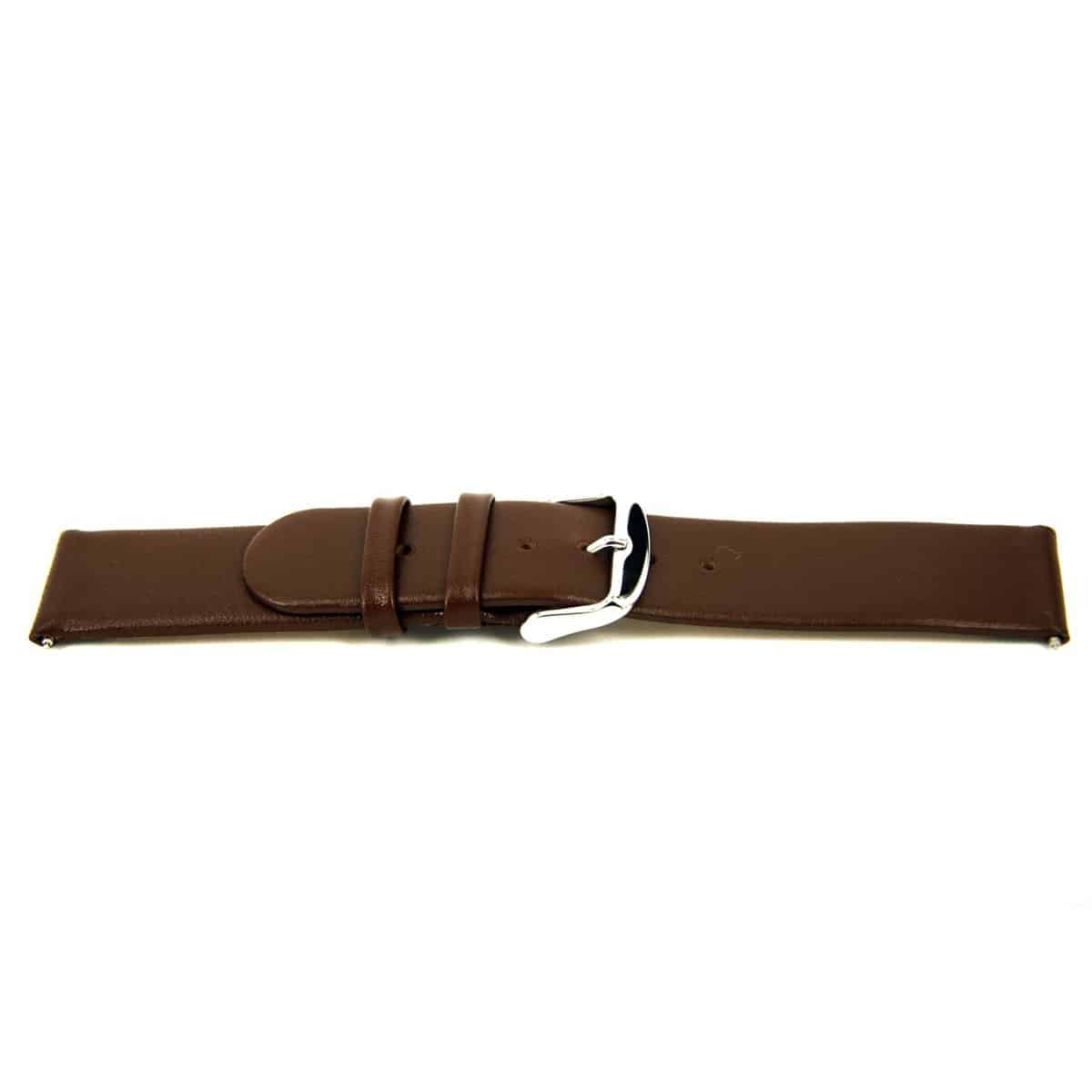Italiaans lederen horlogeband, J46 bruin glad en ongestikt. 
Kleur band: Bruin
Band dikte: 2.3mm
Band lengte:70x105mm
Band breedte: 10x10mm
Gesp: All Stainless Steel
Bekleding binnenband: Nubuck
Gestikt: Nee
Pushpin: Inclusief
Hypoallergeen: Ja