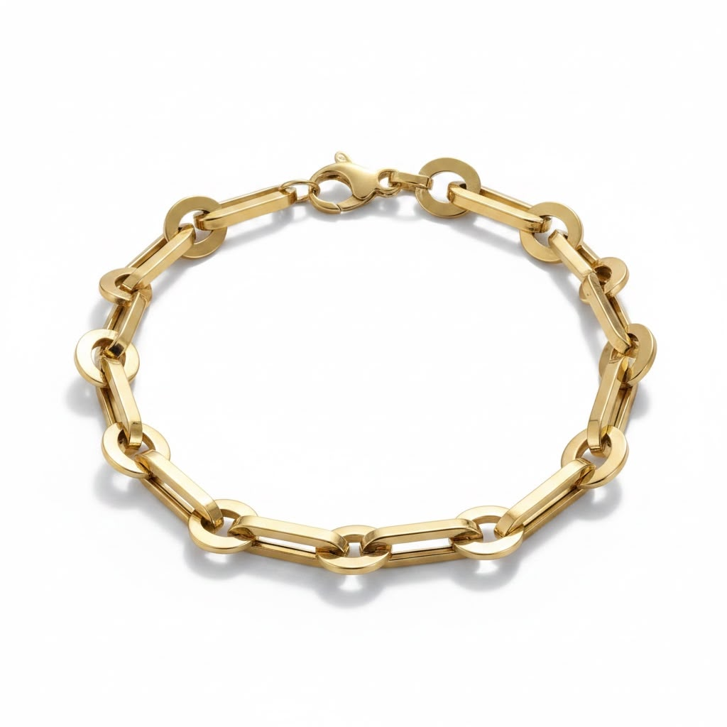 14 karaats geelgouden fantasie closed forever armband met een lengte van 19.5 cm.