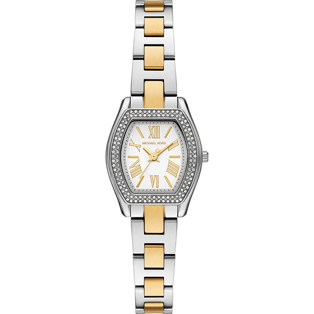 Michael Kors dames pols horloge staal met stalen band bicolor model MK7620 uit de Chelsea Collectie. 5 ATM waterdicht.