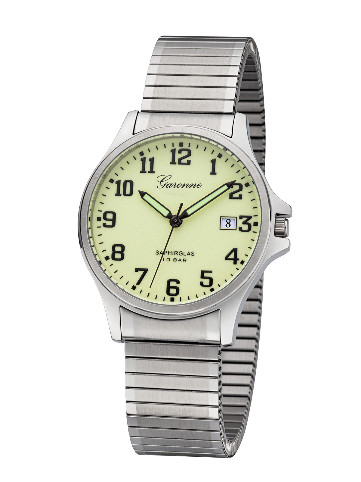 Dit is een horloge van het merk Garonne gemaakt voor heren.