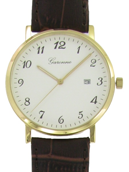 Dit is een horloge van het merk Garonne gemaakt voor heren.
De specificaties zijn als volgt:
Kastmaat: 38 mm
Kastdikte: 6,94 mm
Waterdichtheid: 3 ATM / 30 Meter / 100 Feet
Dit horloge heeft de volgende functies/eigenschappen:
Datumaanduiding