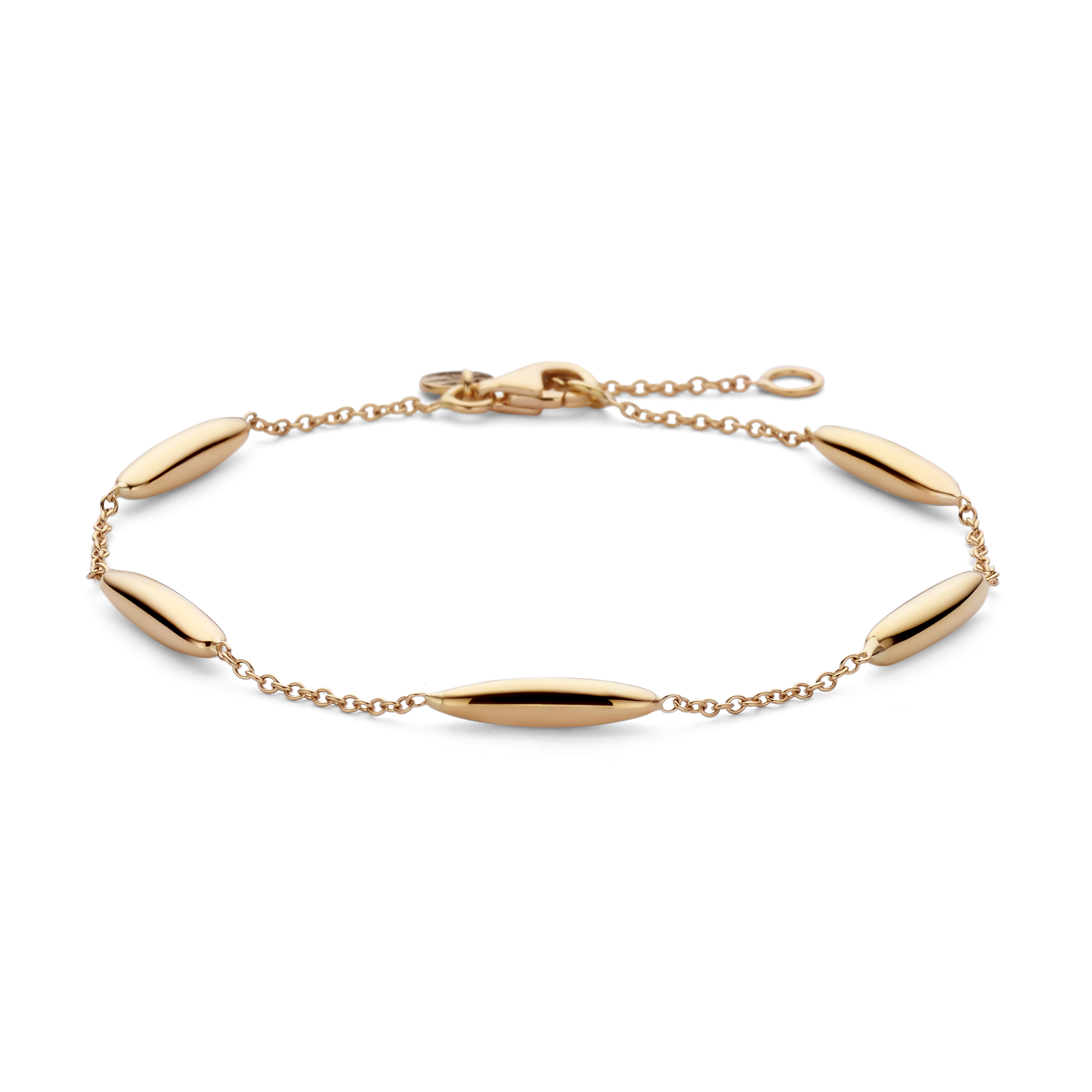 Deze Exclusief gouden armband, is een prachtige toevoeging aan uw sieradencollectie. Gemaakt van 14-karaats goud, zonder glans, in een elegante goudkleur en een lengte van 18.5 cm. Perfect te dragen als subtiele blikvanger bij zowel casual als formele gelegenheden. Voeg een vleugje luxe toe aan elke outfit!