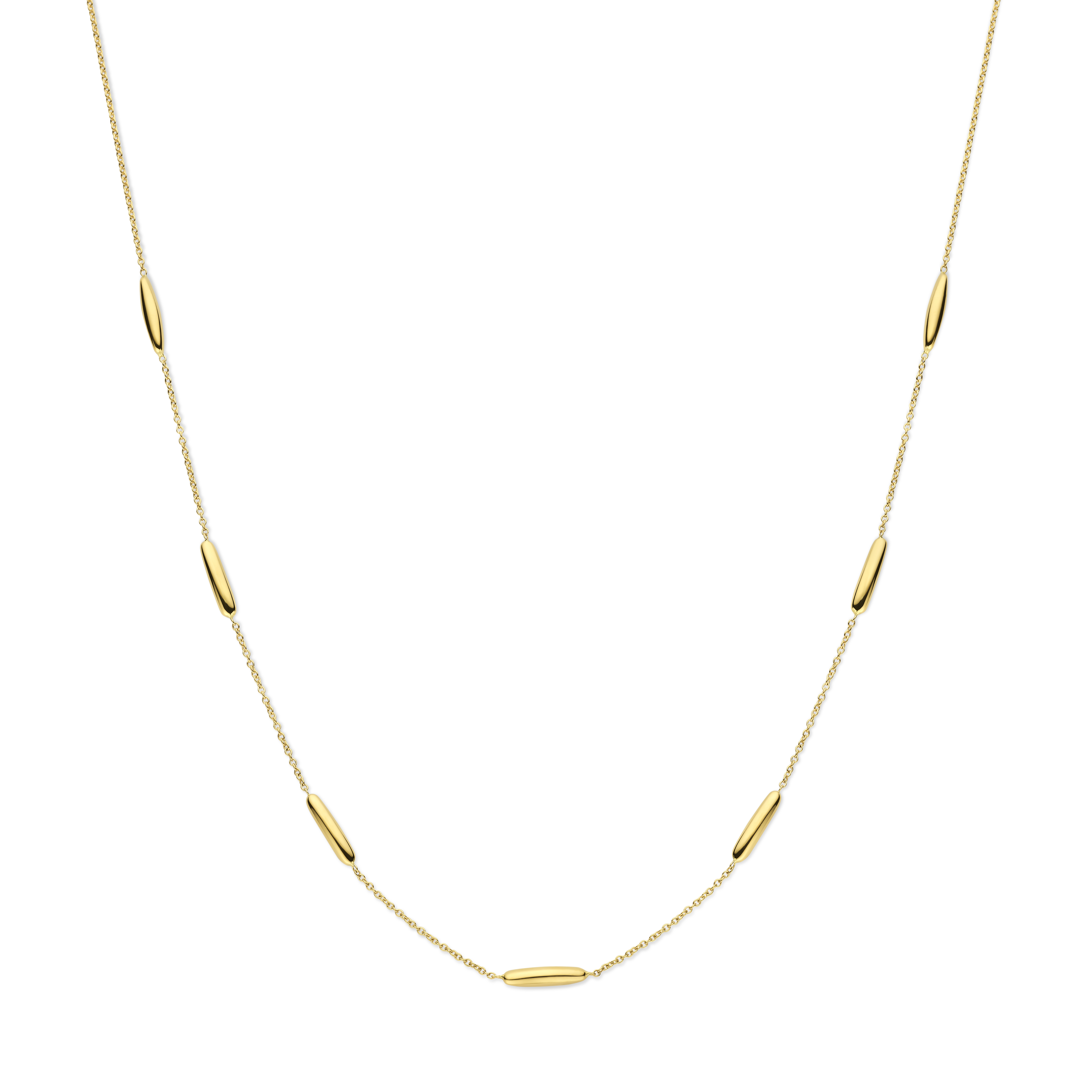 Het Exclusief Gouden collier is een elegant sieraad gemaakt van 14-karaats goud. Deze halsketting valt onder de categorie juwelen en heeft een lengte van 420 mm. Het bevat geen glossafwerking, waardoor het een subtiele en verfijnde uitstraling heeft. Draag deze ketting als een chique accessoire bij zowel formele als informele gelegenheden.