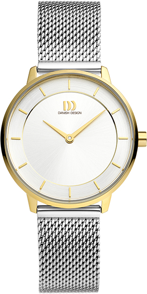 Dit tijdloze Danish Design LANA I dameshorloge (IV65Q1294) combineert een goudkleurige edelstalen kast met een verfijnde zilverkleurige milanese band. De ronde kast van 32 mm heeft een zilverkleurige wijzerplaat met streepjesindex voor een subtiel en elegant contrast. Het analoge quartz uurwerk en de waterdichtheid tot 3 ATM maken dit horloge geschikt voor dagelijks gebruik.