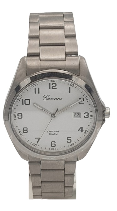 Dit is een horloge van het merk Garonne gemaakt voor heren.
De specificaties zijn als volgt:
Kastmaat: 39 mm
Waterdichtheid: 10 ATM / 100 Meter / 330 Feet
Dit horloge heeft de volgende functies/eigenschappen:
Datumaanduiding