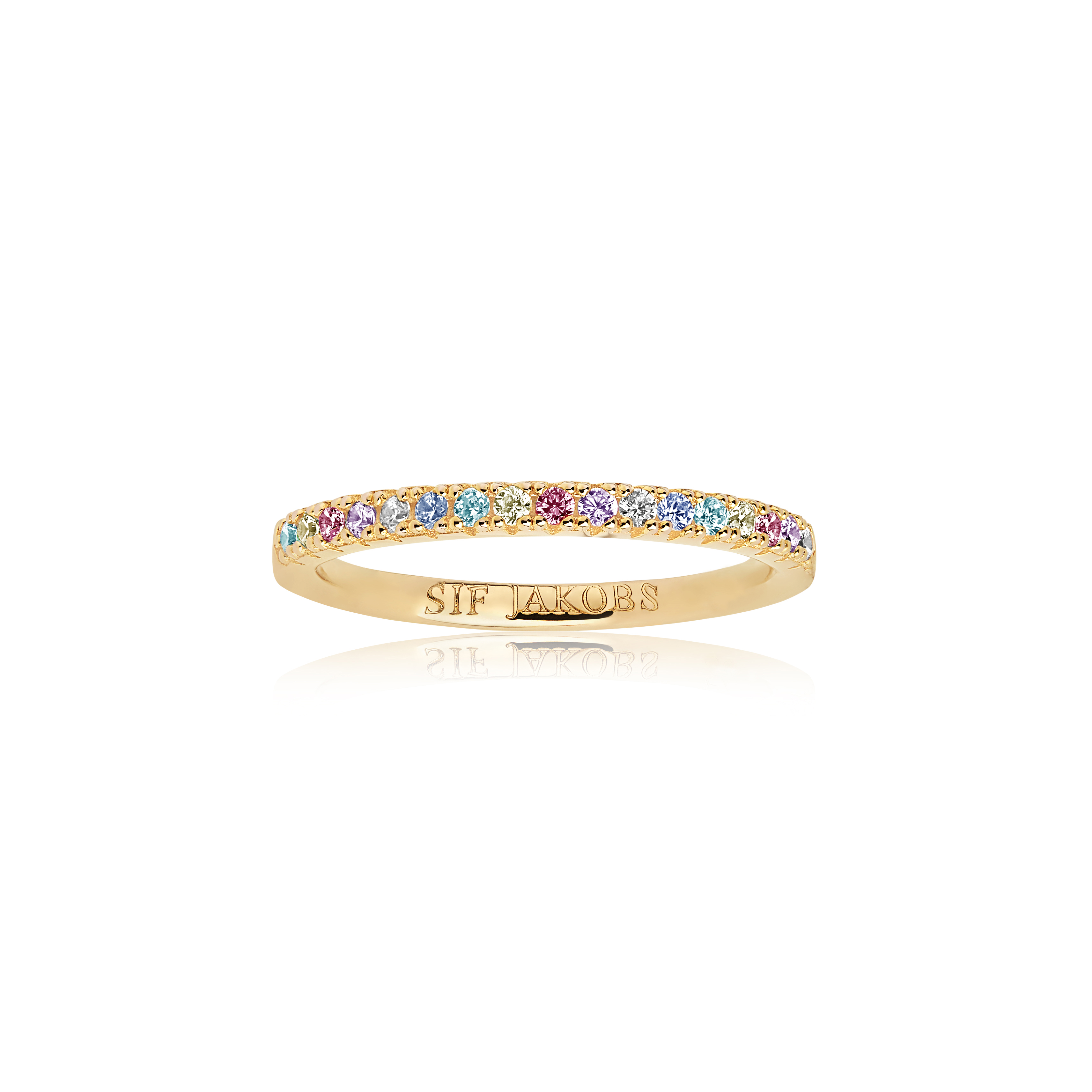 Deze ring is van het merk Sif Jakobs. De kleur van het sieraad is goudkleurig. Dit sieraad bevat de edelsteen: zirconia. De kleur van deze edelsteen is: multi.