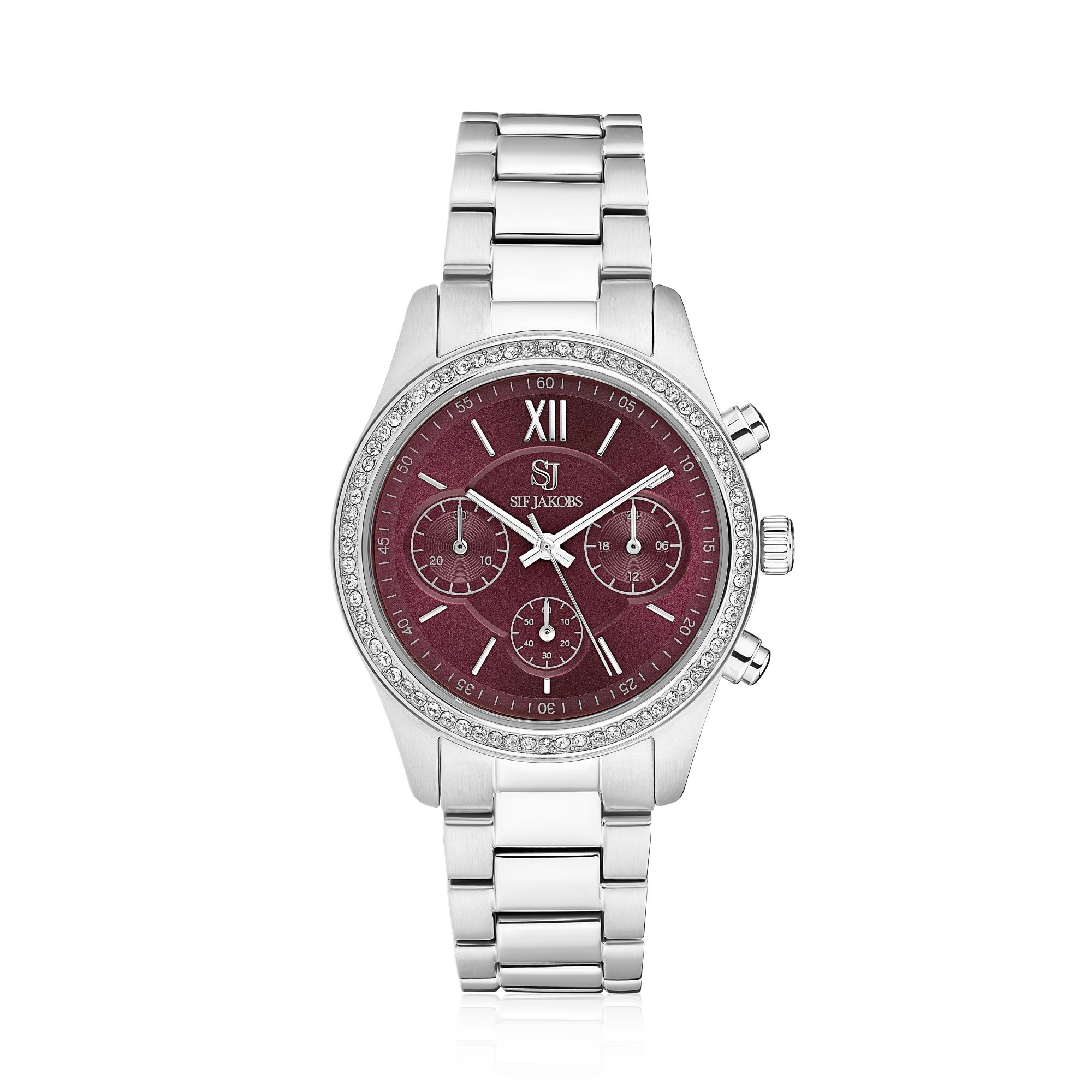 Dit is een horloge van het merk Sif Jakobs gemaakt voor dames.
De specificaties zijn als volgt:
Kastmaat: 32,5 mm
Kastdikte: 12
Bandlengte: 180
Bandbreedte: 14
Breedte in mm: 14
Waterdichtheid: 5 ATM / 50 Meter / 165 Feet