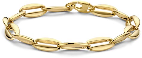 De Swing Gouden armband is een elegante gouden armband zonder glans. Het is een verfijnde accessoire die perfect past bij elke gelegenheid. Draag deze armband op zichzelf voor een subtiele uitstraling, of combineer met andere sieraden voor een stijlvolle gelaagde look. Een tijdloos sieraad voor elke garderobe.
