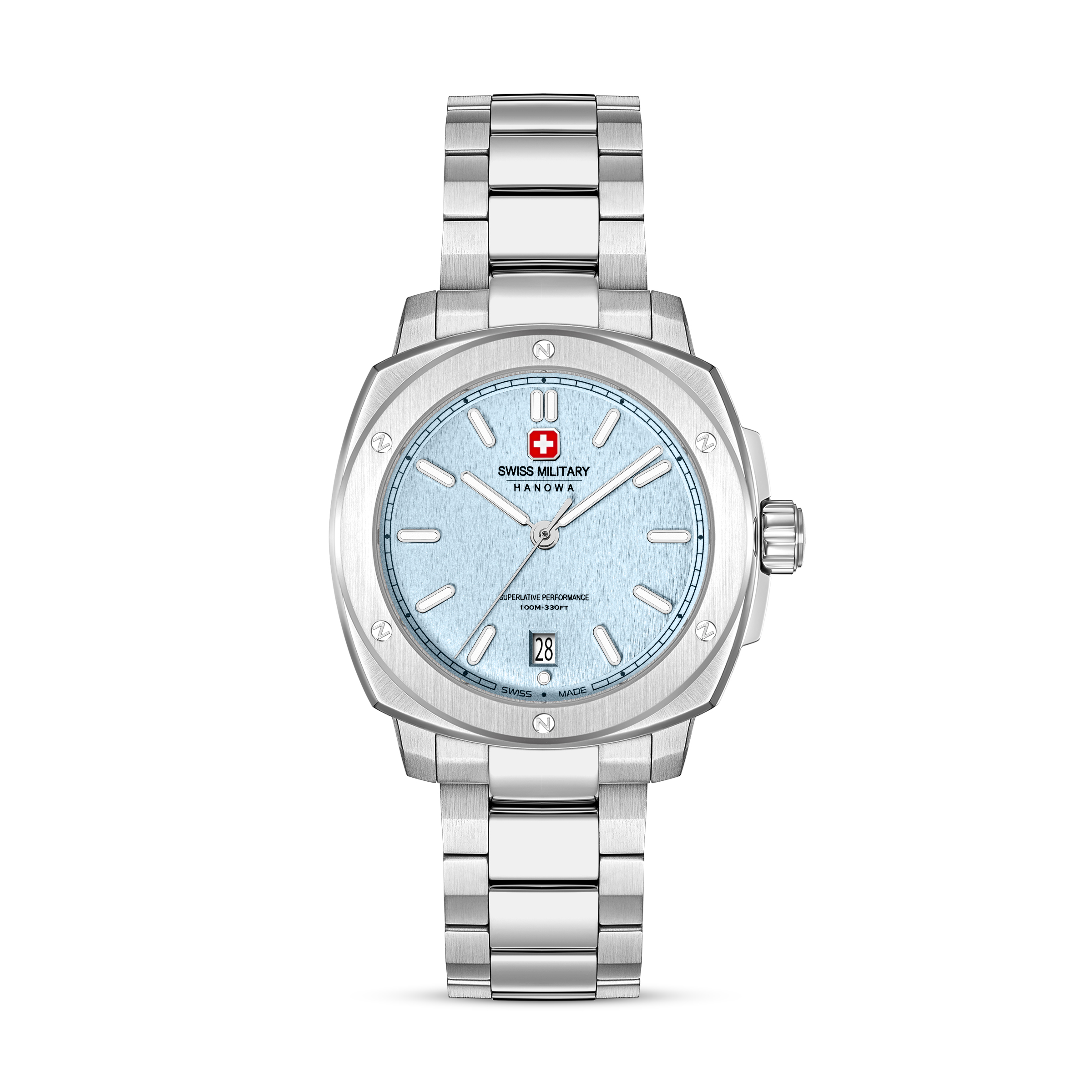 Dit is een horloge van het merk Swiss Military Hanowa gemaakt voor heren.
De specificaties zijn als volgt:
Kastmaat: 40 mm
Waterdichtheid: 10 ATM / 100 Meter / 330 Feet
Dit horloge heeft de volgende functies/eigenschappen:
Datumaanduiding