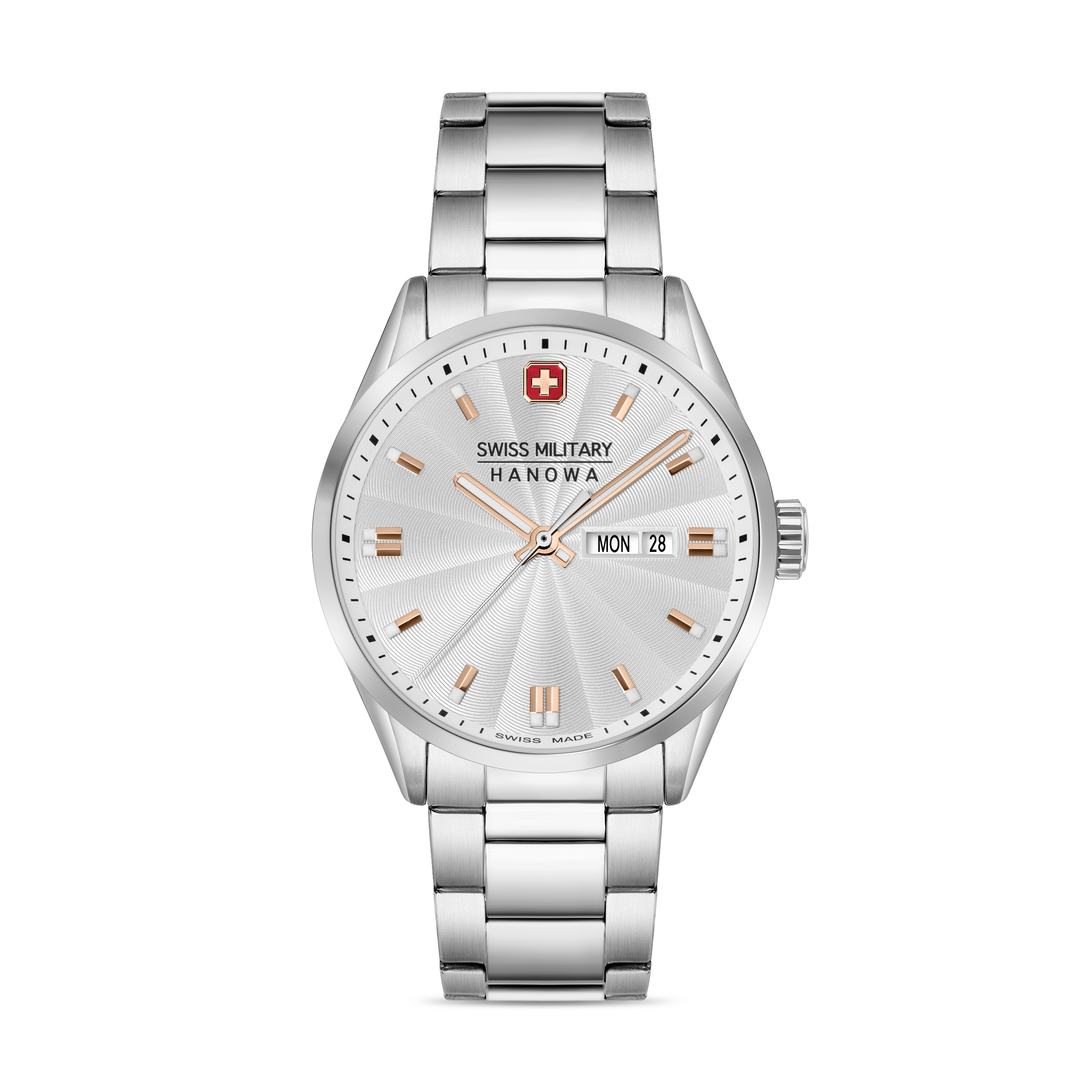 Dit is een horloge van het merk Swiss Military Hanowa gemaakt voor heren.
De specificaties zijn als volgt:
Kastmaat: 43 mm
Waterdichtheid: 10 ATM / 100 Meter / 330 Feet
Dit horloge heeft de volgende functies/eigenschappen:
Datumaanduiding