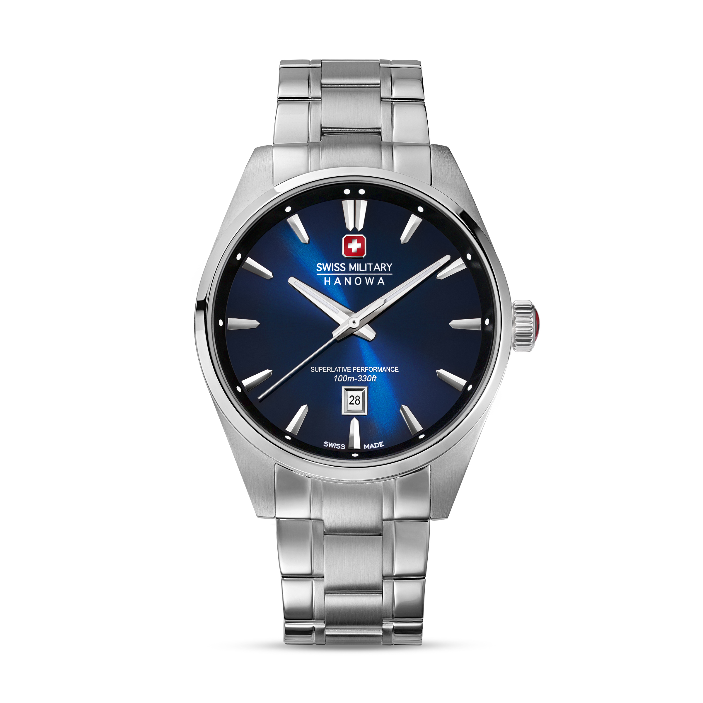 Dit is een horloge van het merk Swiss Military Hanowa gemaakt voor heren.
De specificaties zijn als volgt:
Kastmaat: 42 mm
Waterdichtheid: 10 ATM / 100 Meter / 330 Feet
Dit horloge heeft de volgende functies/eigenschappen:
Datumaanduiding