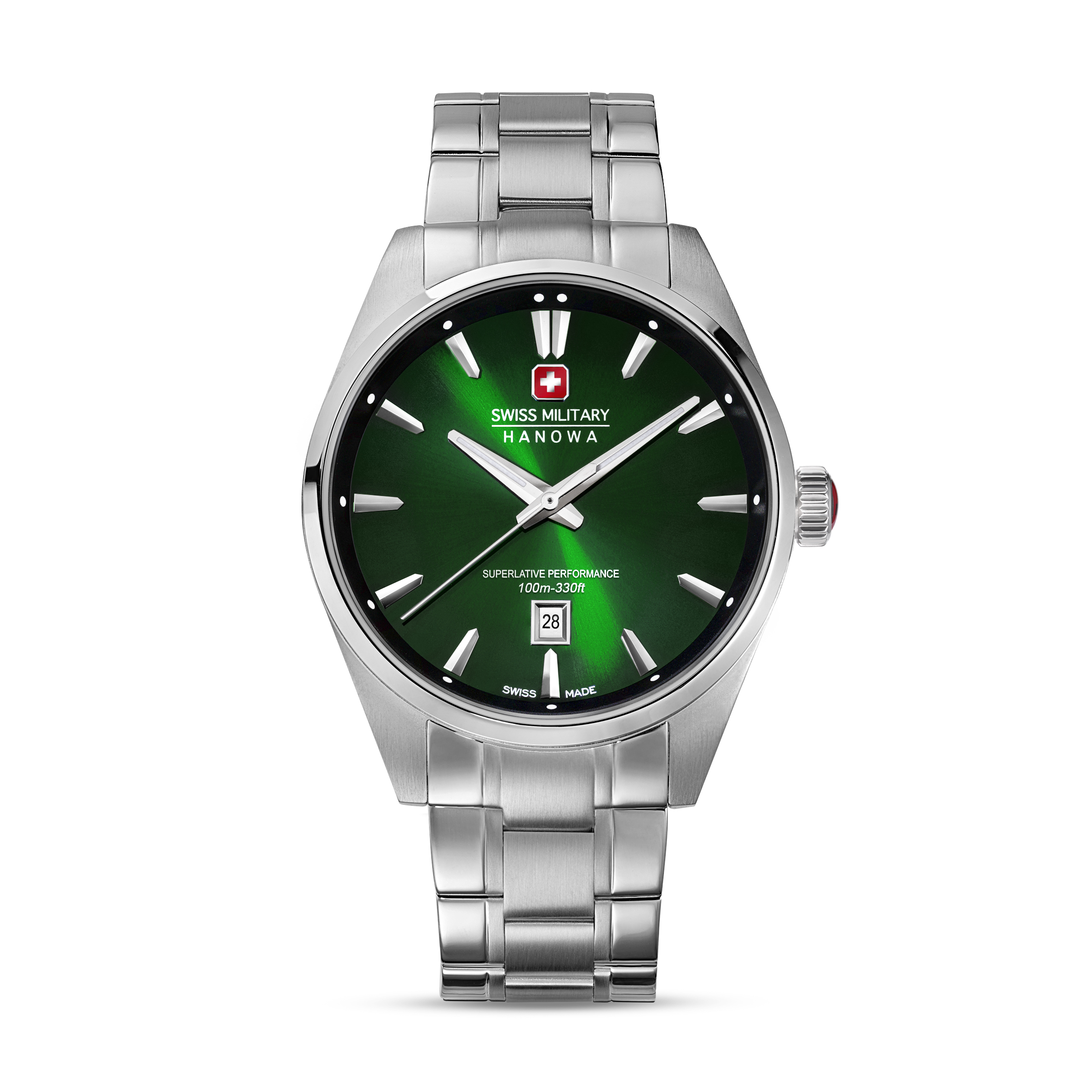 Dit is een horloge van het merk Swiss Military Hanowa gemaakt voor heren.
De specificaties zijn als volgt:
Kastmaat: 42 mm
Waterdichtheid: 10 ATM / 100 Meter / 330 Feet
Dit horloge heeft de volgende functies/eigenschappen:
Datumaanduiding